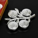 Tree Shape 4 Compartment Mukhwas Dani Serving Tray For Home & Kitchen Use - Closeup Embroidery by Nari Haat, Indian e...