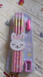 Cute Rabbit Bear Drawing Graphite Writing Pencil Set with Pencil Sharpener & Eraser, Pencil and Eraser Set with Erase...
