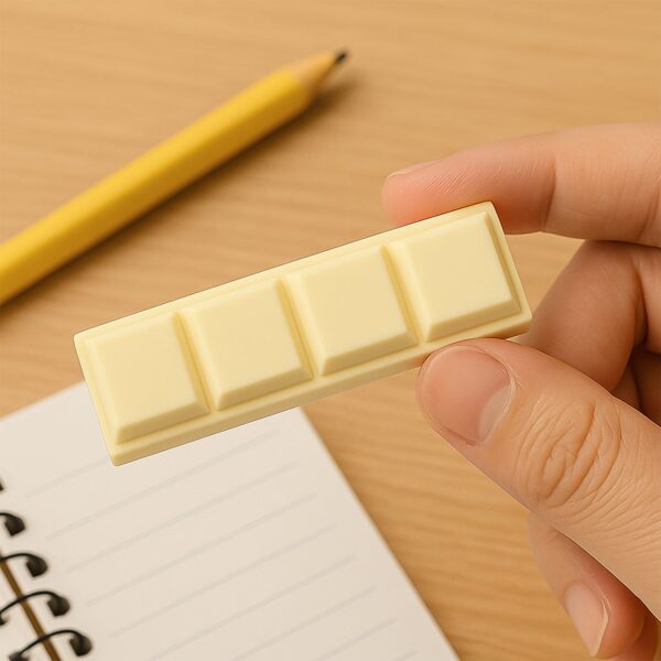 3D Chocolate Shaped Soft Pencil Erasers for Kids School Rewards (1 Pc 4 Grid) - Front View by Nari Haat, Indian ethni...