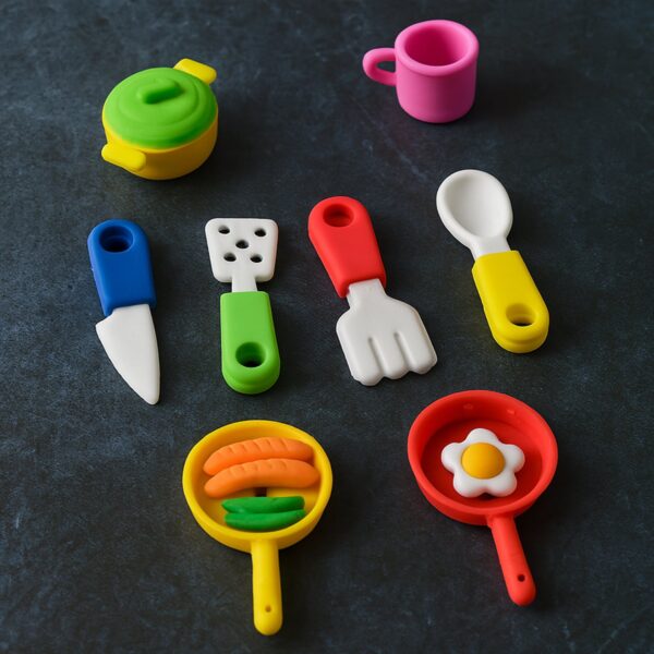 Fancy & Stylish Mini Erasers for Kids (8 Pc Set) - Fun Designs, Party Favors - Front View by Nari Haat, Indian ethnic...