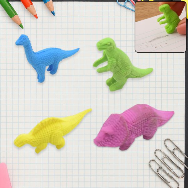 Small Dinosaur Shaped Erasers for Kids