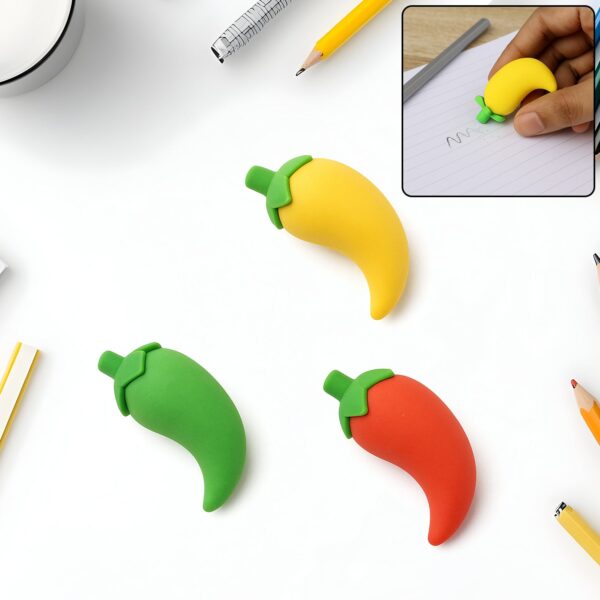 3D Colorful Chili Shape Eraser Set for Kids