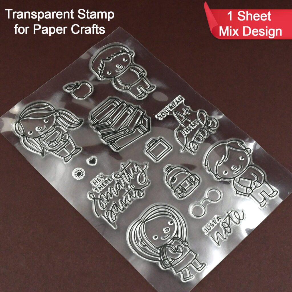 Reusable Transparent Rubber Stamp for Paper Crafts (Mix Design / 1 Sheet) - Front View by Nari Haat, Indian ethnic we...