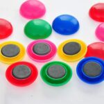 Colorful Board Magnets Circular Plastic Buttons - Front View by Nari Haat, Indian ethnic wear, women clothing, design...