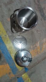 Stainless Steel Ice Buckets with Lid (1.3 Liters Approx) - Fabric Detail by Nari Haat, Indian ethnic wear, women clot...