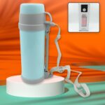 Stainless Steel Vacuum Bottle – 1200 ML Double-Wall Insulated Travel Bottle - Front View by Nari Haat, Indian ethni...