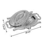 Plastic Peacock Dry Fruit Silver Finish Serving Tray - Fabric Detail by Nari Haat, Indian ethnic wear, women clothing...