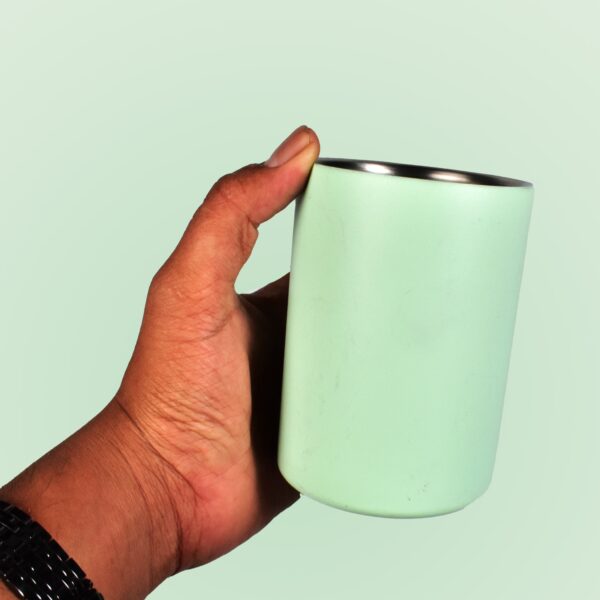 Vacuum Glass 304 Stainless Steel Home Office Lidless Anti-Scald Water Cup Drink - Front View by Nari Haat, Indian eth...
