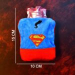 Superman Print Small Hot Water Bag with Cover for Pain Relief - Sleeve Design by Nari Haat, Indian ethnic wear, women...