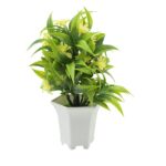 Artificial Flower Plant with Cute Pot – Tabletop Decor for Home & Office (1 Pc) - Sleeve Design by Nari Haat, India...