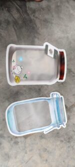 Plastic Transparent Big Jar Shaped Pouch With Zipper (1 Pc) - Full Detail by Nari Haat, Indian ethnic wear, women clo...