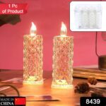 Rose Candles LED Flameless and Smokeless Decorative Acrylic Transparent Candles Led Tea Light Candle Perfect for Gift...