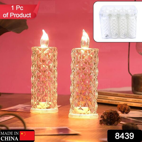 Rose Candles LED Flameless and Smokeless Decorative Acrylic Transparent Candles Led Tea Light Candle Perfect for Gift...