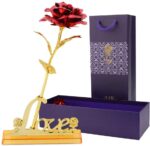 24k Gold Rose,hicoosee Gold Foil Plated Rose with LOVE Stand and Gift Box - Sleeve Design by Nari Haat, Indian ethnic...