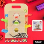 Wooden Ramp Racer Race Track Vehicle Play sets With 4 Mini Racers (with Handle) - With Dupatta by Nari Haat, Indian e...