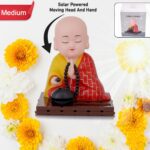 Solar Powered Sitting Buddha Statue (1 Pc / Medium) - Full Detail by Nari Haat, Indian ethnic wear, women clothing, d...