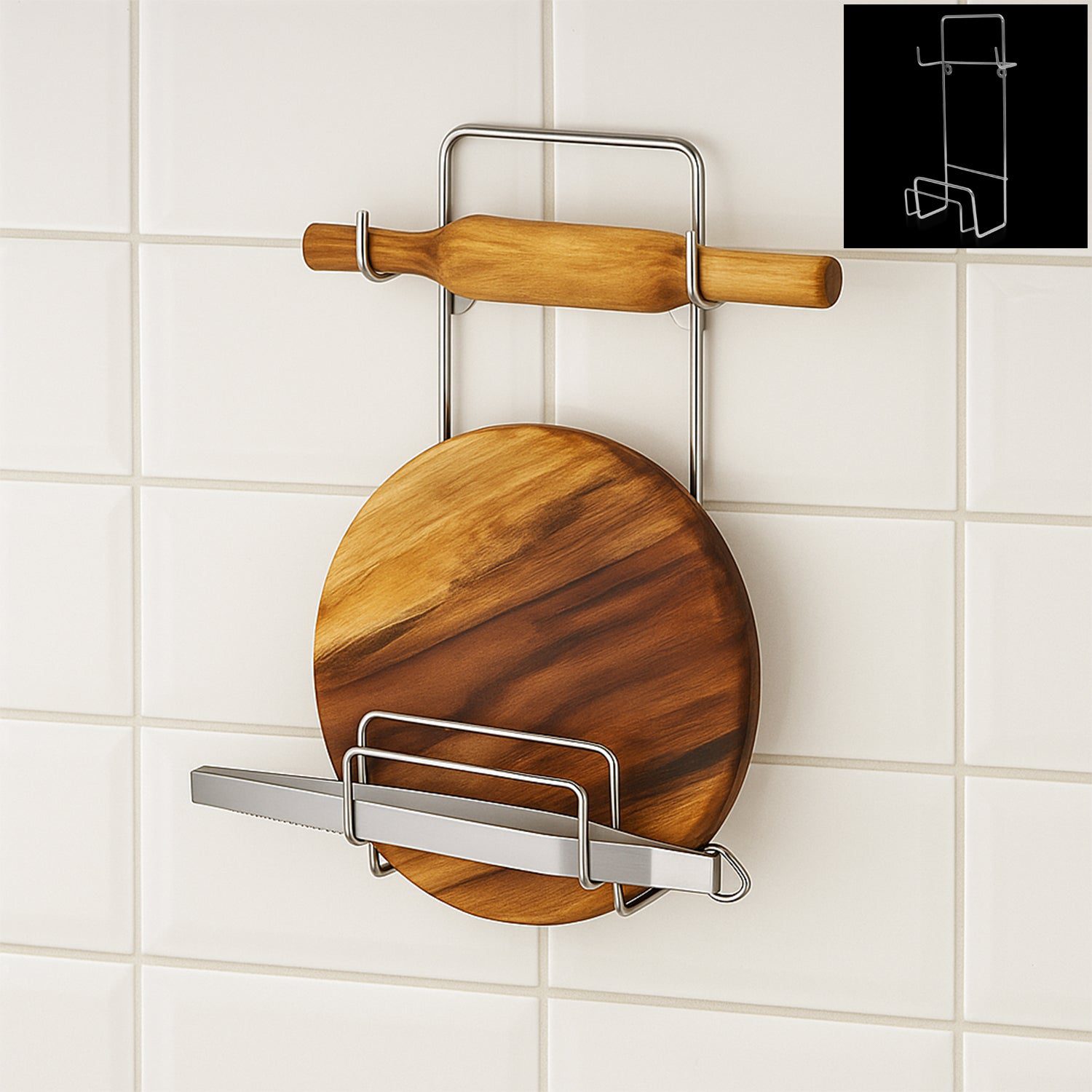 5552_chakla_belan_stand_1pc.jpg Stainless steel chakla belan chimta stand for kitchen