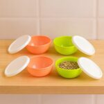 Set of 4 Multipurpose Plastic Bowls with Lids for Chutney and Food Storage