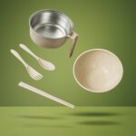 Rice Bowl Noodle Set – 6 Pcs with Lid, Handle & Cutlery - Closeup Embroidery by Nari Haat, Indian ethnic wear, wome...