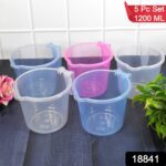 Plastic Round Transparent Bath Water Mug (5 pc / Mix colour / 1200 ML) - With Dupatta by Nari Haat, Indian ethnic wea...