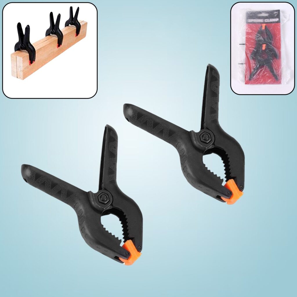 3 inch Heavy Duty Clips Clamp Spring Clamps Clip Fixture (2 Pc Set) - Front View by Nari Haat, Indian ethnic wear, wo...