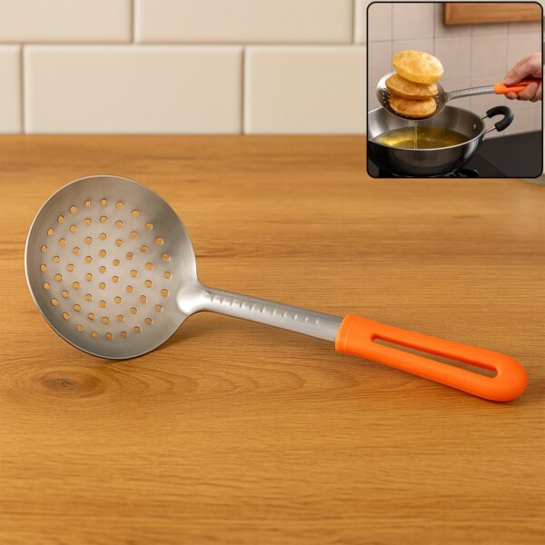 Colander Spoon, Non Slip Hand Polished Thickened Hot Pot Spoon for Kitchen for Restaurant, Stainless Steel Cooking Co...