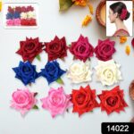 Colourful Flowing Flower Hair Pin (12 Pcs Set / Mix Color), Hair accessories - With Dupatta by Nari Haat, Indian ethn...