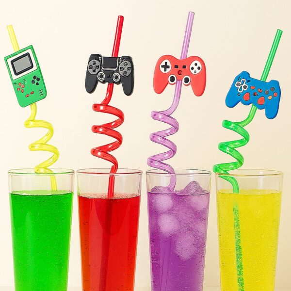 4-piece set of reusable plastic drinking straws