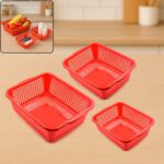 Plastic 3 Pieces Kitchen Large Dish Rack Drainer Vegetables Fruits Washing Basket - Front View by Nari Haat, Indian e...