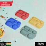 Divided Plates (32 CM, 5 Compartments) Shatterproof Microwave-Safe Tableware - With Dupatta by Nari Haat, Indian ethn...