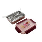 Kids Lunch Box with Steel Spoon & Chopsticks – Food-Safe & Durable - Back View by Nari Haat, Indian ethnic wear, wo...