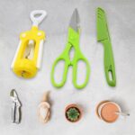 Multifunction Kitchen Tool Set – Stainless Steel & Plastic Knife and Scissors - Full Detail by Nari Haat, Indian et...