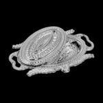 Plastic Peacock Dry Fruit Silver Finish Serving Tray - Neckline Detail by Nari Haat, Indian ethnic wear, women clothi...