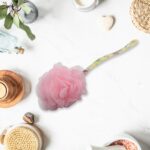 Long Handle Shower Puff Pouf Sponge Exfoliating Mesh Brush Scrubber,Bath Loofah Bath Scrubber for Body Shower Loofah ...