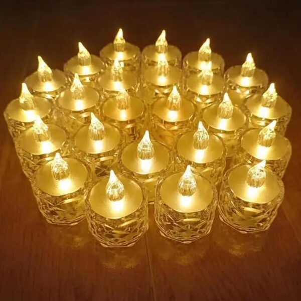 Flameless Acrylic LED Tealight Candles for Festival Decor (24 Pc) - Front View by Nari Haat, Indian ethnic wear, wome...