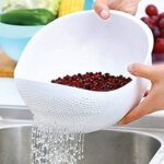 Kitchen Plastic big Rice Bowl Strainer Perfect Size for Storing and Straining - Fabric Detail by Nari Haat, Indian et...
