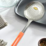 Colander Spoon, Non Slip Hand Polished Thickened Hot Pot Spoon for Kitchen for Restaurant, Stainless Steel Cooking Co...