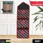 Foldable Hanging Organizer with 3 Pockets - Wall Hanging Letter Holder - With Dupatta by Nari Haat, Indian ethnic wea...