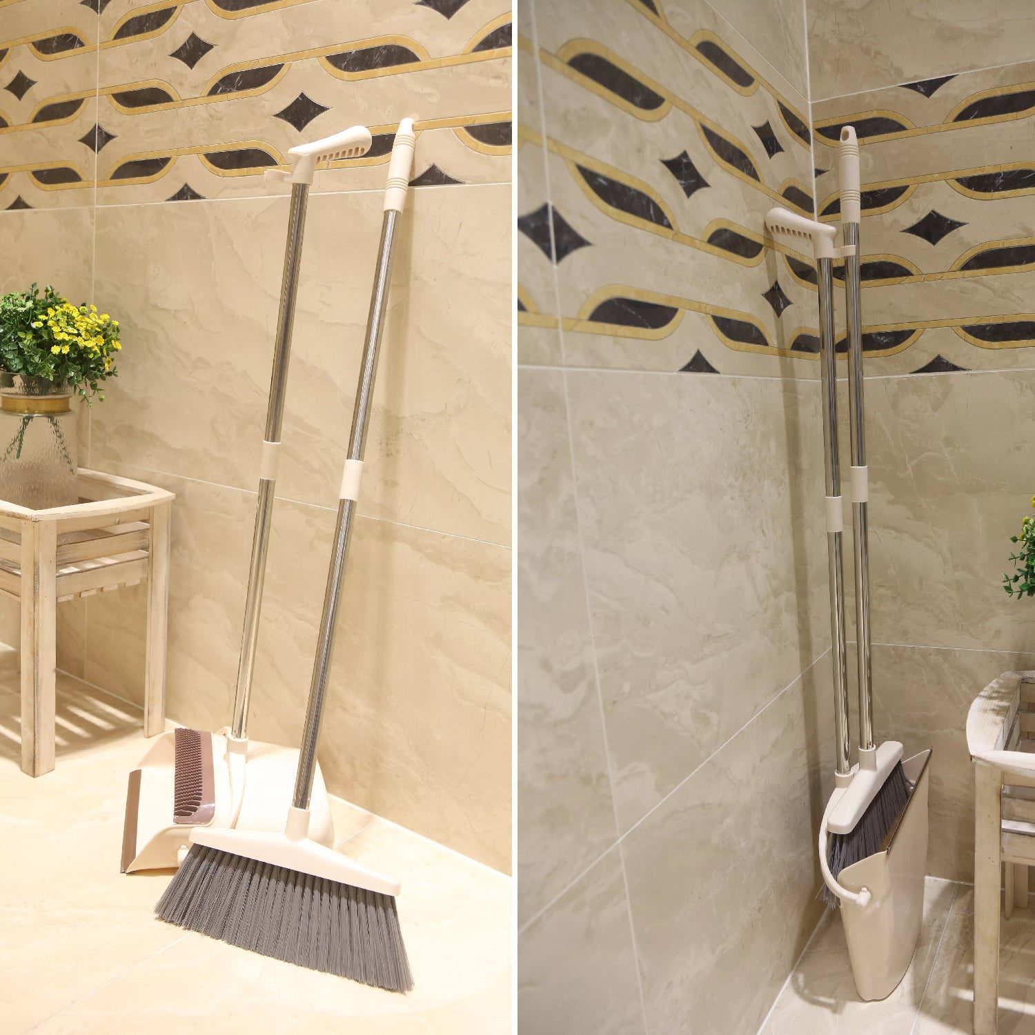 5image_1ac9d612-9511-4d8a-bb4a-2eb0bedc304a.jpg Handle Dustpan and Brush for Sweeping & Cleaning Dust Pan and Broom Handled, Supdi - Front View by Nari Haat, Indian ...