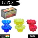Plastic Candle Cup with Multi Shape Diwali Diya Cup, Diwali (Multicolor) (12 Pcs Set) - With Dupatta by Nari Haat, In...