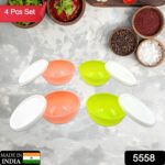 Multipurpose Small Round Plastic Bowl / Katori With Lid,  Chutney Bowl (4 Pcs Set) - With Dupatta by Nari Haat, India...