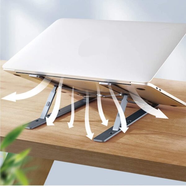 Metal Portable Laptop Stand – 6-Angle Adjustable Riser for Laptops, Phones & Tablets - Front View by Nari Haat, Ind...