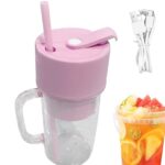 2 In1 Portable Crusher Juicer With Handle & Straw for Smoothie Sipper USB Rechargeable (340 ml) 6 Stainless Steel Bla...