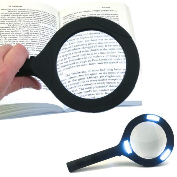 Magnifying Glass with 3 Led Light 3X Power and Rubberized Handle - Front View by Nari Haat, Indian ethnic wear, women...