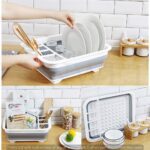 Collapsible Folding Silicone Dish Drying Drainer Rack with Spoon Fork Storage Holder - Fabric Detail by Nari Haat, In...