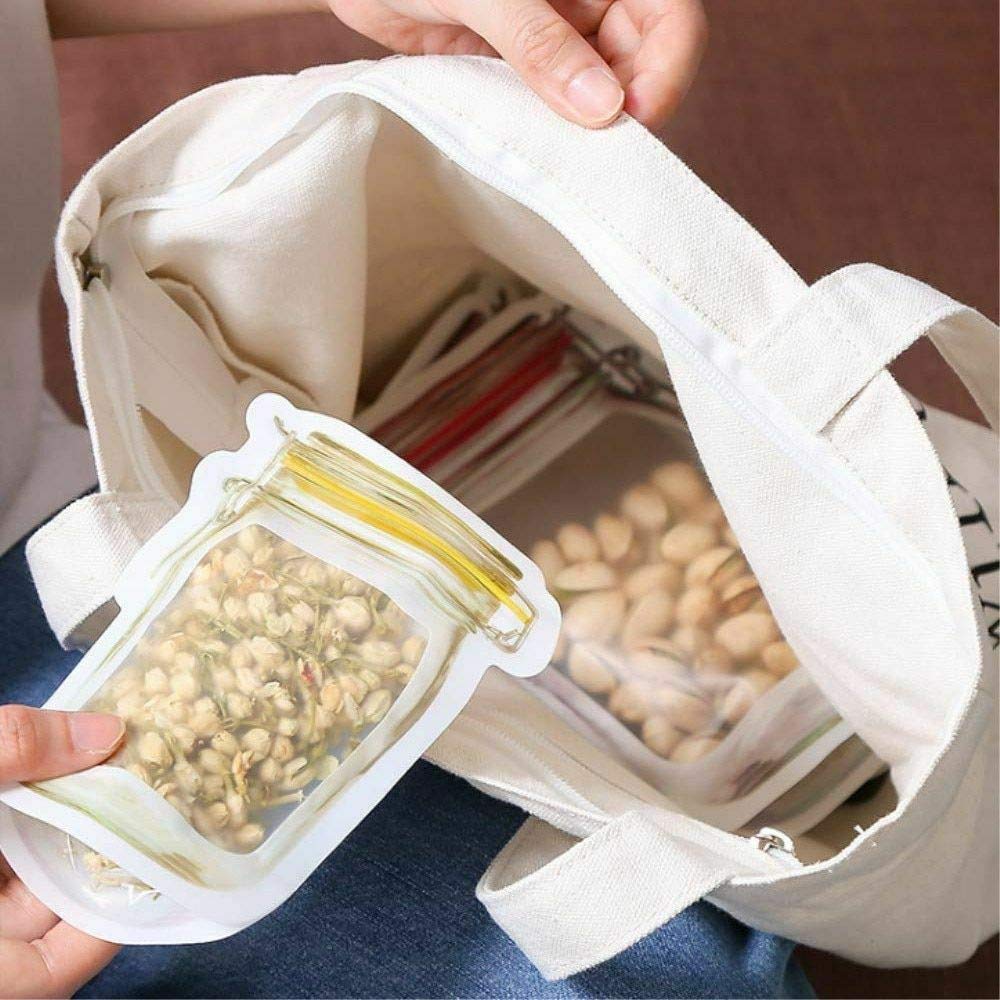 61ajP7S7FdL._SL1000.jpg 150ml reusable plastic food storage zipper jar