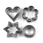 Stainless Steel Cookie Cutter Set – Heart, Round, Star & Flower Shapes (12 Pcs) - Back View by Nari Haat, Indian et...