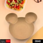 Mickey Mouse Shape Plates for Kids, BPA Free, & Unbreakable Children’s Food Plate - With Dupatta by Nari Haat, Indi...