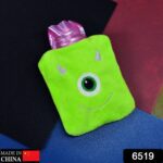 Green One-Eyed Monster Print Small Hot Water Bag with Cover for Pain Relief - With Dupatta by Nari Haat, Indian ethni...