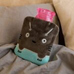 Grey Cat Print Hot Water Bag
